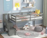 Loft Bed With Stairs And Storage,Gray - $574.99