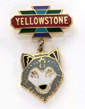 Yellowstone National Park Dangel Wolf AnimalCharm Enamel Lapel Pin Souvenir - £10.47 GBP