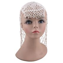 Womens White Sequin 70s Dancing Queen Style Skull Cap Headpiece Silver S... - $13.37