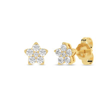 14k Yellow Gold 0.25Ct TW Lab Created Round Diamond Star Stud Earrings for Women - £310.60 GBP