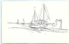 Penna Schizzo Linea Disegno Su Carta Medio Secolo Hawaii Vista Sul Mare - £47.77 GBP