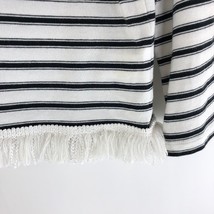 Kate Spade Womens Broome Street: Black White Striped Fringe Knit Top S - £16.99 GBP