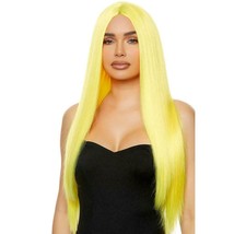 Long Yellow Wig Straight Center Part Unisex Costume Party Cosplay 991582 - £19.70 GBP