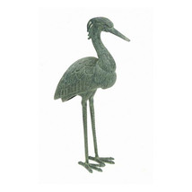 Stately Heron Statue - Blue-Grey Cast Aluminum - Verdigris - $3,975.09 MXN
