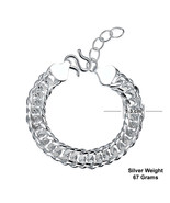 Men’s Cuban Link Bracelet, 990 Pure Silver, 1 cm Width, Adjustable - $2,924.47 MXN