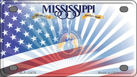 Mississippi Half American Flag Novelty Mini Metal License Plate Tag - £11.76 GBP