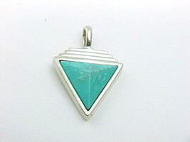 Carolyn Pollack Pyramid Cut Vintage Turquoise Pendant Set In Sterling Silver - £38.76 GBP