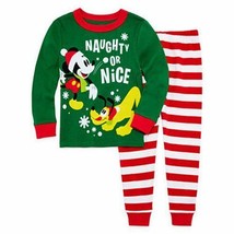NEW Disney Mickey Mouse Pluto Pajama Set Boys 2pc Naughty or Nice Size: 2,3,4,6 - £13.79 GBP
