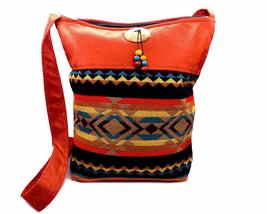 Large Aztec Tribal Print Pattern Vegan Suede Coco Beads Square Purse Crossbody B - £20.69 GBP