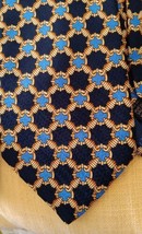 ESCADA Silk Neck Tie Made in Italy Black, Blue W/Gold coiled Hooks print Vintage - $23.21