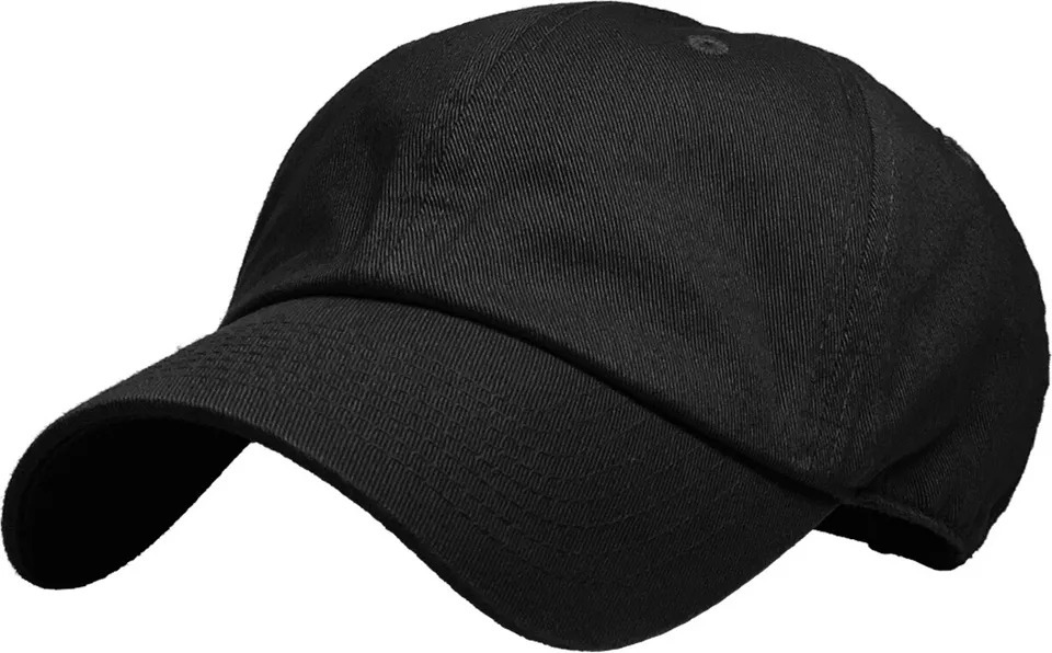 Black Solid Plain Washed Dad Hat Cotton Polo Style Baseball Ball Cap New - $19.99