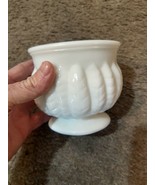 VTG Milk Glass Candy Bowl Jar Vase Flower Pot (?) Palm Fern 4&quot; diameter ... - £17.97 GBP