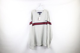 NOS Vintage Phat Farm Mens 3XL Striped Spell Out Script Marled Knit Sweater Gray - £70.60 GBP