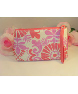 New Clinique Makeup Cosmetic Bag Case Purse Pink &amp; Lavender Floral  Trav... - $9.89
