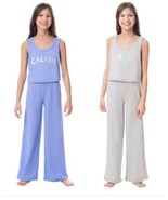 Calvin Klein Girls Boys Pajamas Blue Gray 4-Piece Flame Resistant Breath... - $44.99