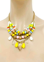 Upcycled Repurposed Multicolor Beads Casual Everyday Necklace Earrings Set - £11.51 GBP