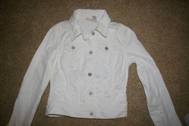 Mudd Distressed Denim Jacket White Juniors Jean Size M - £14.12 GBP