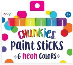 Chunkies Quick Drying Tempera Paint Sticks for Kids Neon Colors Set of 6... - $18.78
