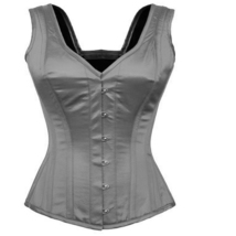 Full Steel Ironing Spiral Over Bust Band Halter Bustier Gothic Grey Satin - £35.21 GBP+