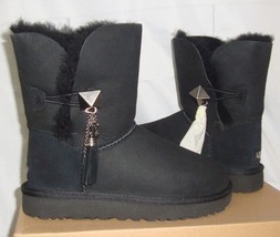 UGG Lilou Black Bailey Button Charms Suede Short Boots Size US 5 NIB #10... - £68.87 GBP