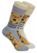Airedale Terrier Dog Socks Novelty Dress Casual SOX Puppy Pet Foozys 2 Pair 9-11 - £7.89 GBP