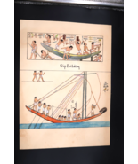 Vtg Art Egyptian Artwork Hand Colored Mabel Eaton Phillips Ship Building - €34,35 EUR