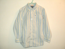 Tommy Hilfiger Boy&#39;s Size 6 Dress Shirt Long Sleeves Blue Yellow Pinstripes - $10.19