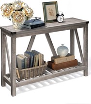 Entryway Table - Wood Console Table With Shelves, Farmhouse Sofa Table For, Grey - £116.51 GBP