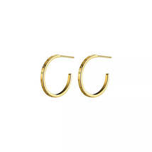 Anyco Fashion Earrings Gold 925 Sterling Silver Simple Huggies Circle Initials - £26.21 GBP