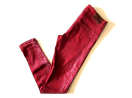 NWT Level 99 Janice in Red Coated Snakeskin Side Ultra Skinny Stretch Jeans 25 - £9.74 GBP