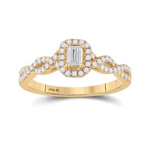 14kt Yellow Gold Emerald Diamond Halo Bridal Wedding Engagement Ring 5/8 Cttw - £1,134.87 GBP