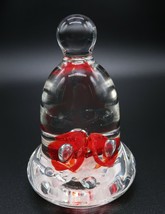 Vintage St. Clair clear glass bell paperweight red &amp; white interior Joe Rice - £19.81 GBP