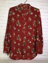 NEXT Red Floral Cut Out Back Button Front Top Blouse Womens Plus Size US 16 - £19.77 GBP