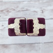 Vintage Clip On Earrings Burgundy &amp; Gold Tone - Condition Issues - $10.99