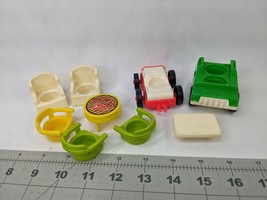 Fisher Price Little People Chairs Grill Cars Coffee Table Lot - $24.95