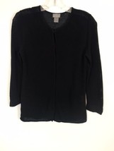 Sigrid Olsen Womens Sweater Size S Small Black Sheer Long Sleeve Button ... - $20.44