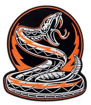 Coiled Diamondback Rattlesnake Iron On Embroidered Back Patch 7&quot;x8&quot; - £17.27 GBP