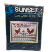 Sunset Counted Cross Stitch Kit The Rooster May Crow But The Hen Delivers Goods - £13.43 GBP