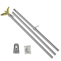 6Ft Flag Pole 6&#39; Outdoor Aluminum Wall Hanging Flag Pole Eagle Top W/ Br... - $34.99