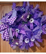 Purple Butterflies everyday wreath, modern, farmhouse, daisies, size 22x22 - £34.70 GBP