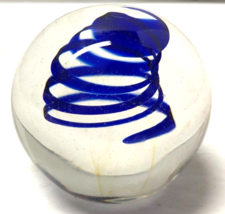 Art Glass Royal Blue Swirl 1 7/8&quot; tall Chinese Paperweight - £3.95 GBP