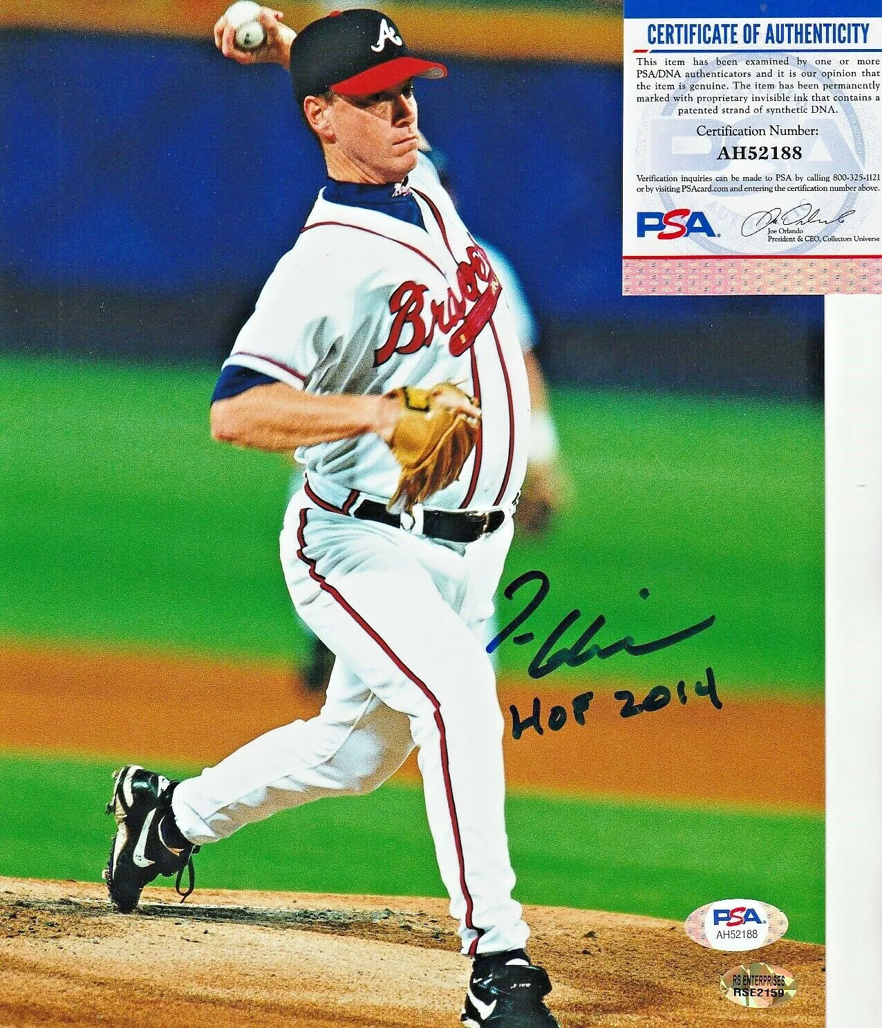 Tom Glavine-Braves-Autographed 8x10 Photo-With HOF Inscription PSA/DNA - $94.50