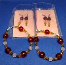 Fruit Punch Glass Bead Bracelet and Earrings Set - £5.57 GBP
