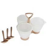 Vintage Tupperware Condiment Caddy 3 Container Server w/ Holder &amp; Lids T... - $205.44 MXN