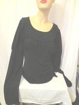 Max Studio Black  shirt blouse Stretchy long sleeves Size M to L - £11.01 GBP