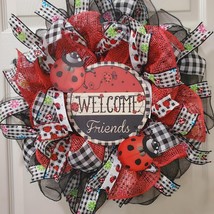Ladybug Wreath, welcome wreath, red wreath, black wreath, summer wreath,... - $60.43