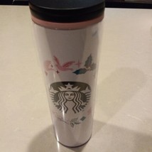 Starbucks Winter Christmas Holiday 16 oz Tumbler White w holly and black Siren - $14.84