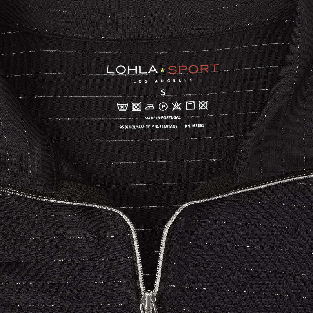 NWT Ladies LOHLA SPORT Black & Silver Gwen Long Sleeve Mock Golf Shirt S & M