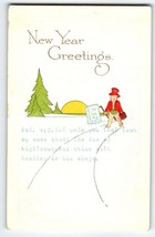 New Years Day Postcard Holiday Greetings Man Walking Sun Rising 1915 Fairman - £8.54 GBP