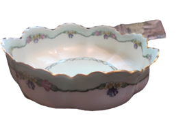 Haviland Limoges France Scalloped Serving Bowl Gold Gilt Yellow Purple F... - $46.74